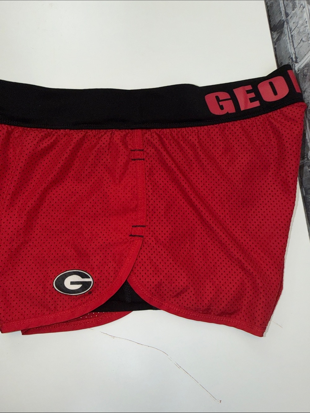Georgia Bulldogs Red Athletic Shorts with Black Waistband - Picture 8 of 9